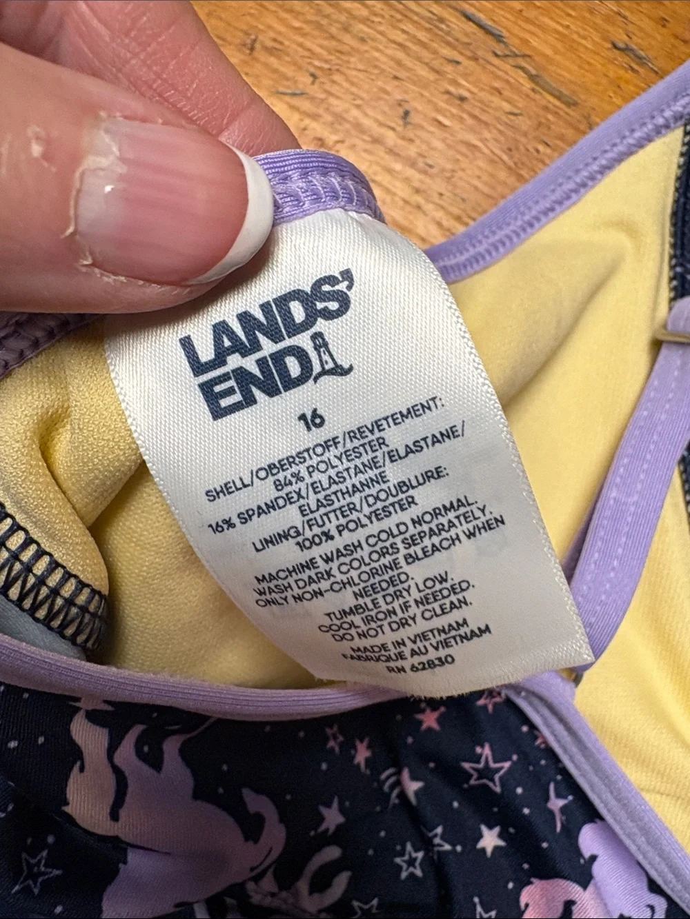 Lands' End Navy Kids' Swim Dress with Pink & Lavender Unicorns